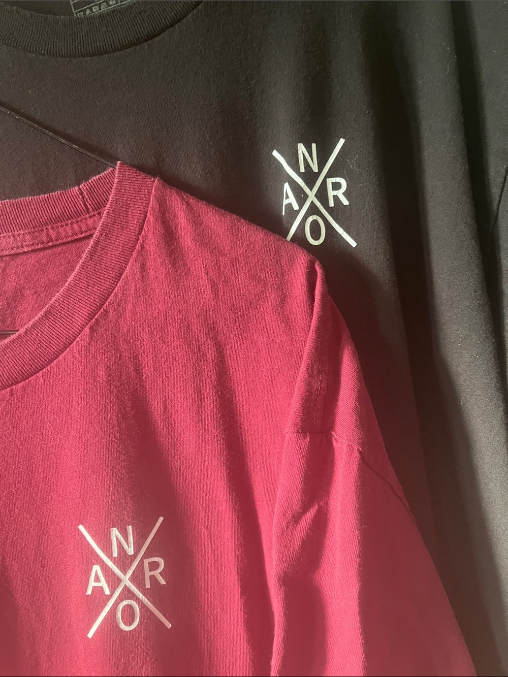 Arrow Men's Crewneck Tees (2> with White Logo - one burgundy and one black